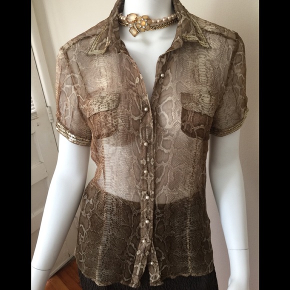 Castro Trend silk animal print short sleeve blouse - Picture 2 of 8